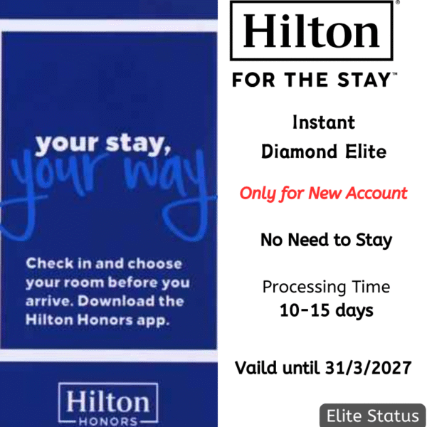 Instant Hilton Diamond Elite Status – Valid Until 3/2027